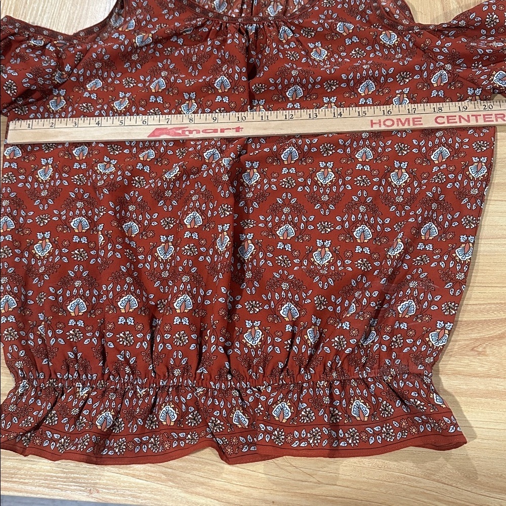 Max Studio Burgundy Floral Blouse - Picture 8 of 11